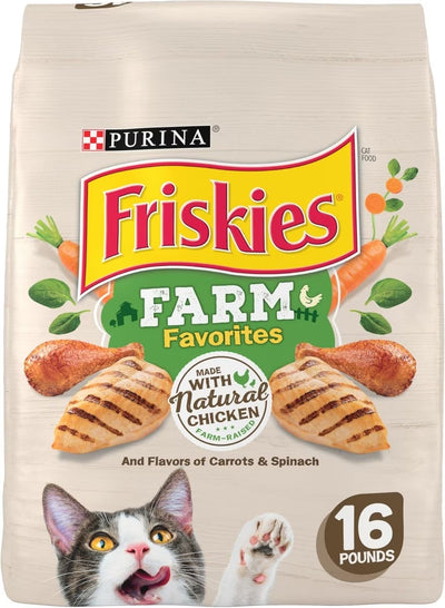 Purina Friskies Farm Favorites With Chicken And Flavors Of Carrots & Spinach 16-lb, Dry Cat Food