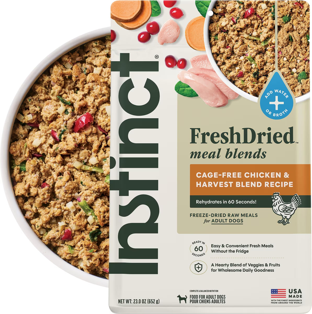 Instinct FreshDried Meal Blends Grain-Free Raw Chicken & Harvest Blend, Freeze-Dried Dog Food