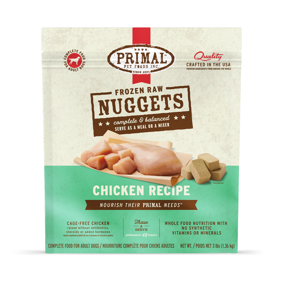 Primal Frozen Raw Chicken Dog Food, 3-lb Nuggets