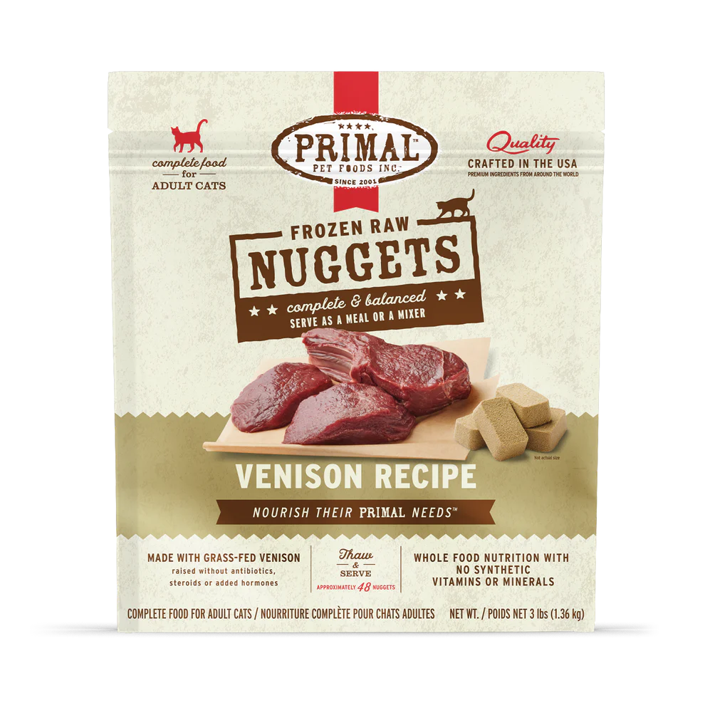 Primal Frozen Raw Nuggets Venison Cat Food, 3-lb Bag
