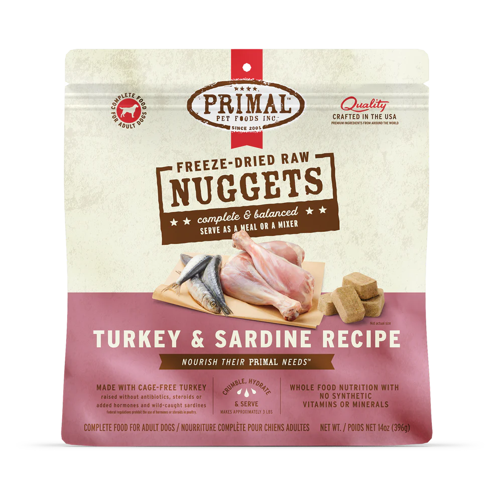 Primal Freeze-Dried Raw Nuggets Turkey & Sardine Dog Food