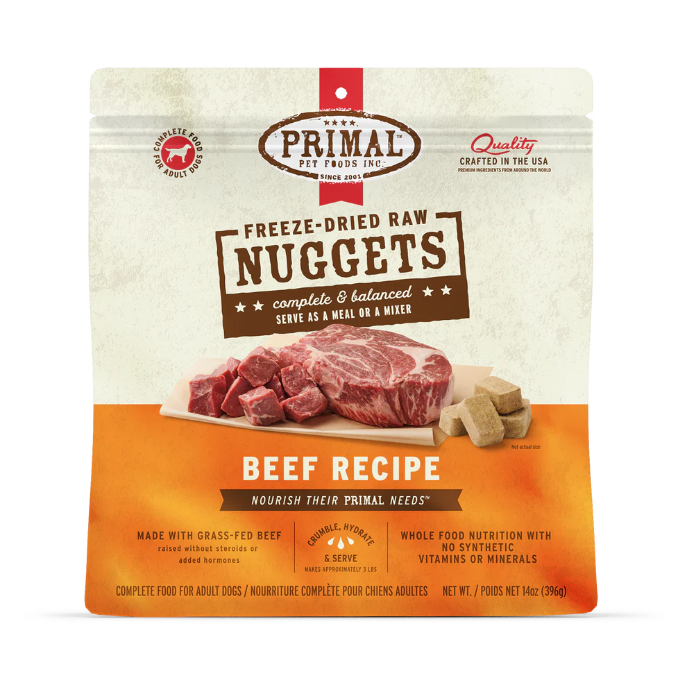 Primal Freeze-Dried Raw Nuggets Beef Dog Food