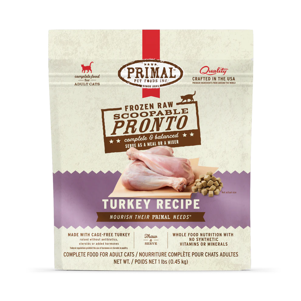 Primal Pronto Frozen Raw Cat Food, Turkey, 1-lb Bag