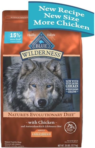 Blue Buffalo Wilderness Large Breed Adult Chicken With Wholesome Grains Recipe 24-lb , Dry Dog Food