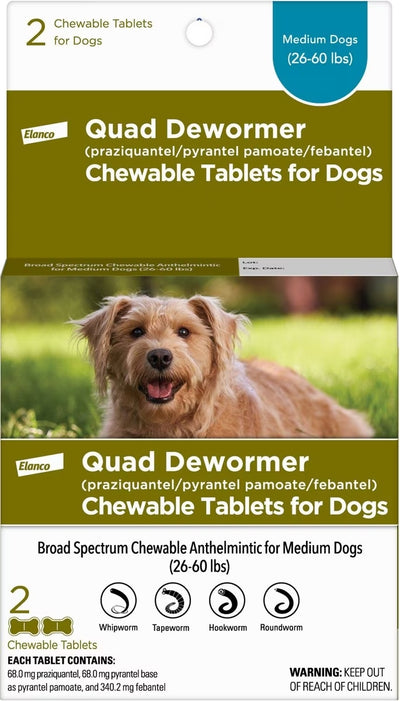 Bayer Medium Dog Quad 2-Count, Dog Dewormer