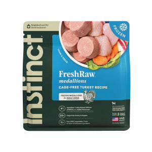 Instinct FreshRaw Medallions Cage-Free Turkey Recipe, Frozen Raw Dog Food, 3-lb Bag