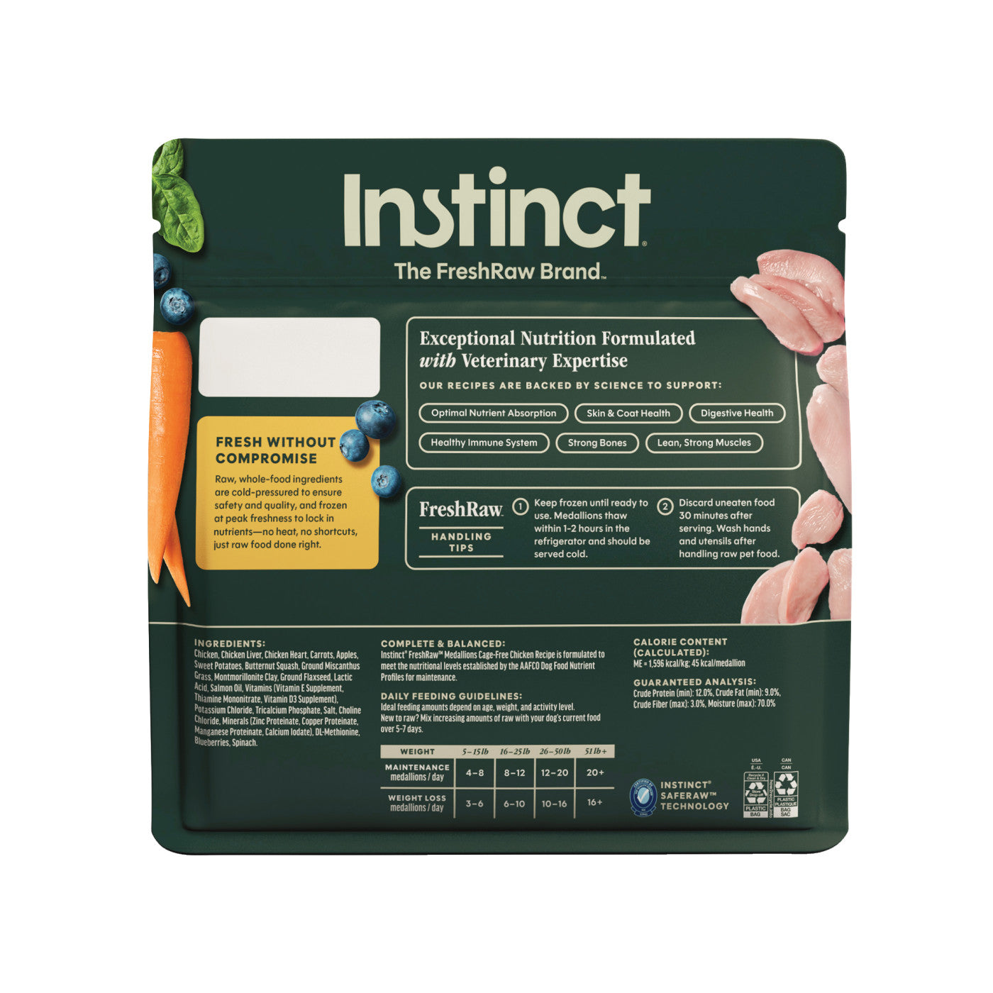 Instinct FreshRaw Medallions Cage-Free Chicken Recipe, Frozen Raw Dog Food