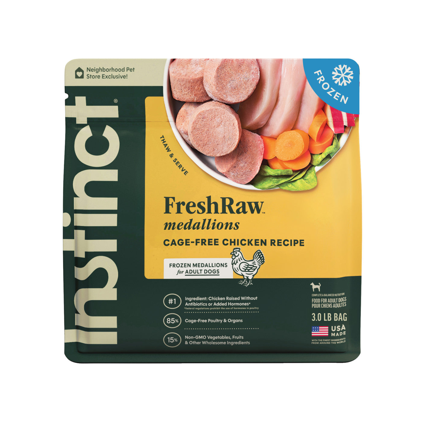 Instinct FreshRaw Medallions Cage-Free Chicken Recipe, Frozen Raw Dog Food