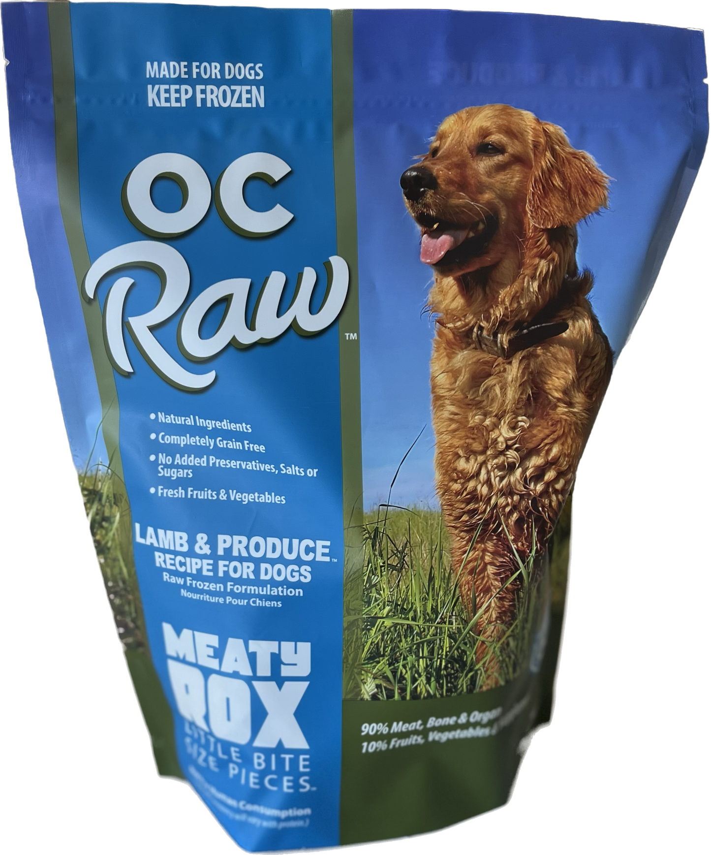 OC Raw Dog Lamb & Produce Meaty Rox, Frozen Raw Dog Food, 3-lb Bag