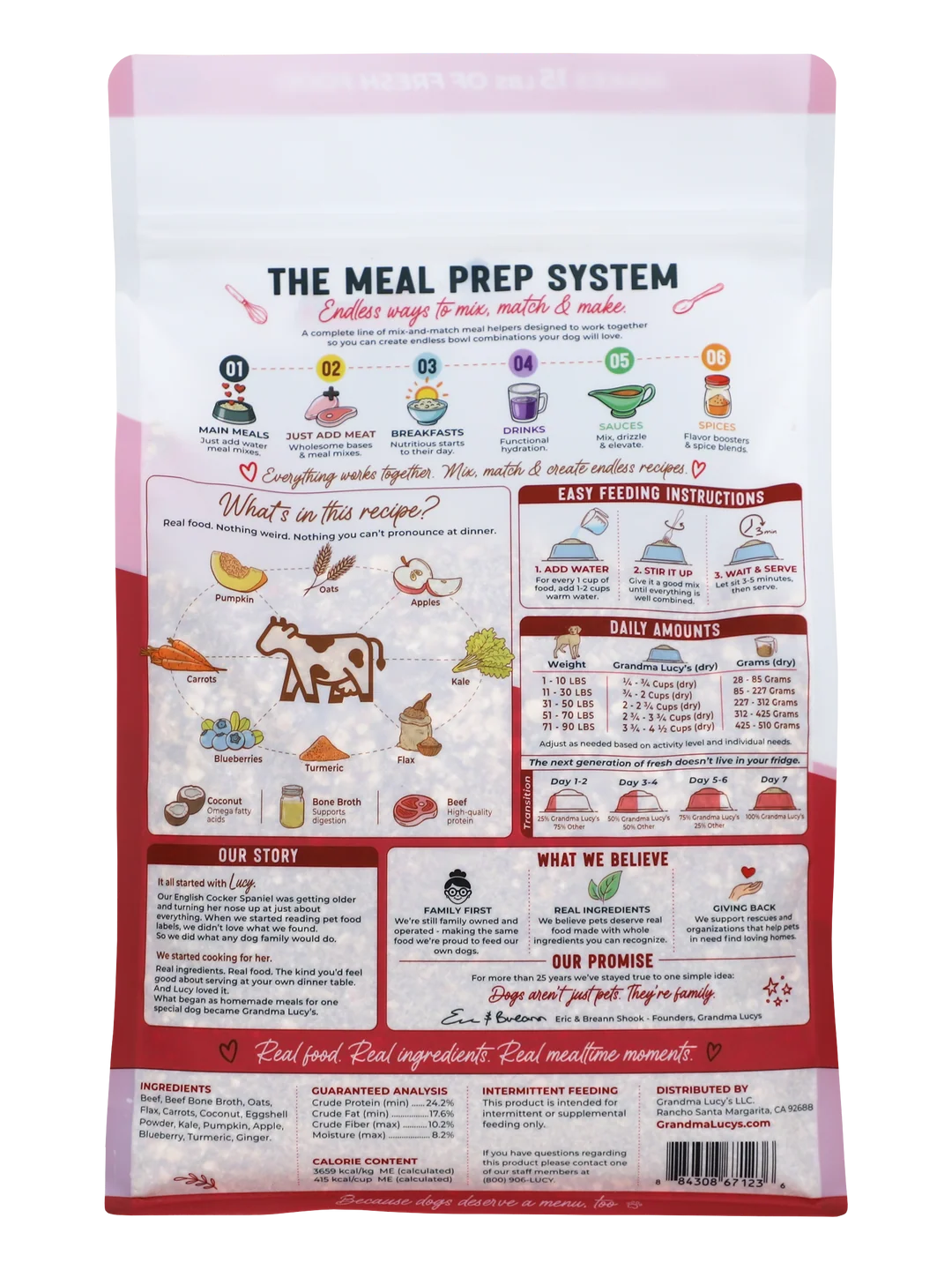 Grandma Lucy's Meal Prep Fresh 2.0 Beef, Freeze-Dried Dog Food, 3-lb Bag