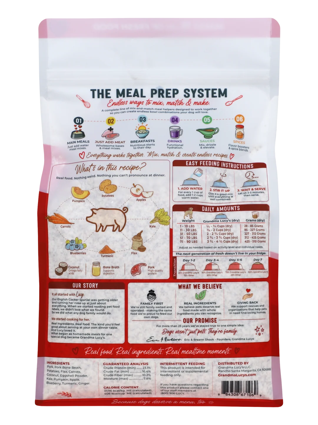 Grandma Lucy's Meal Prep Fresh 2.0 Pork, Freeze-Dried Dog Food, 3-lb Bag