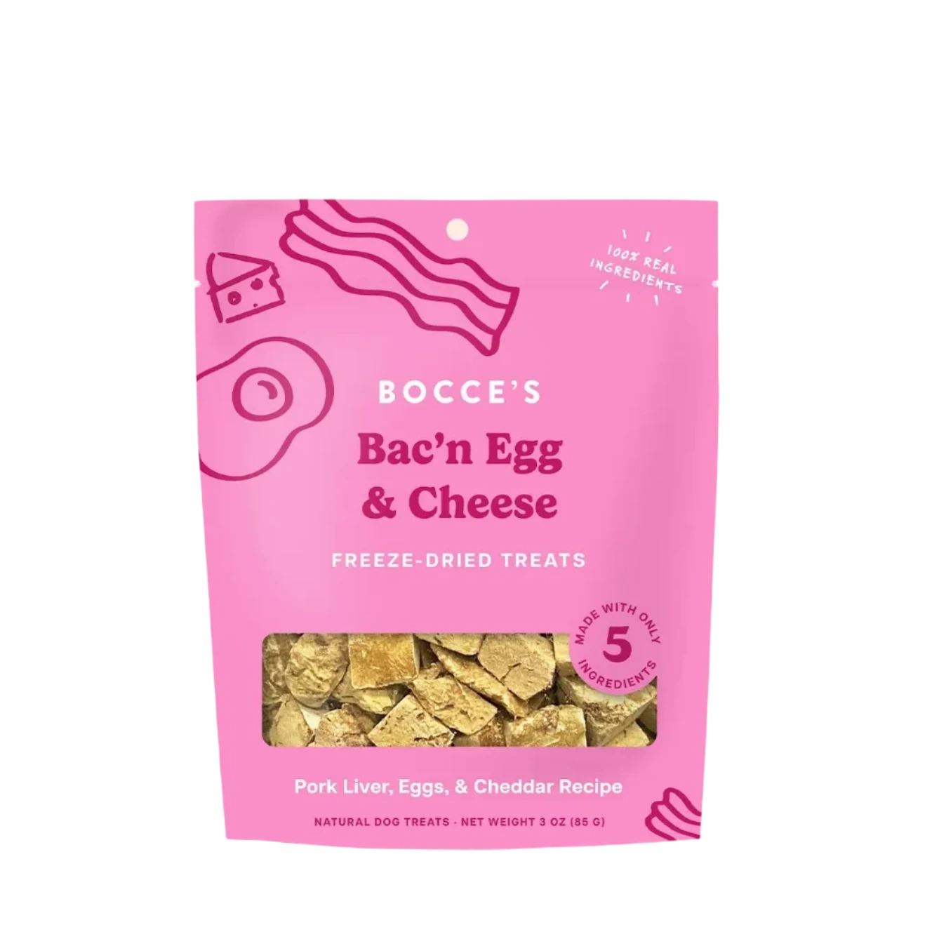 Bocce's Bakery Bac'n Egg & Cheese Freeze-Dried, Dog Treats, 3-oz Bag