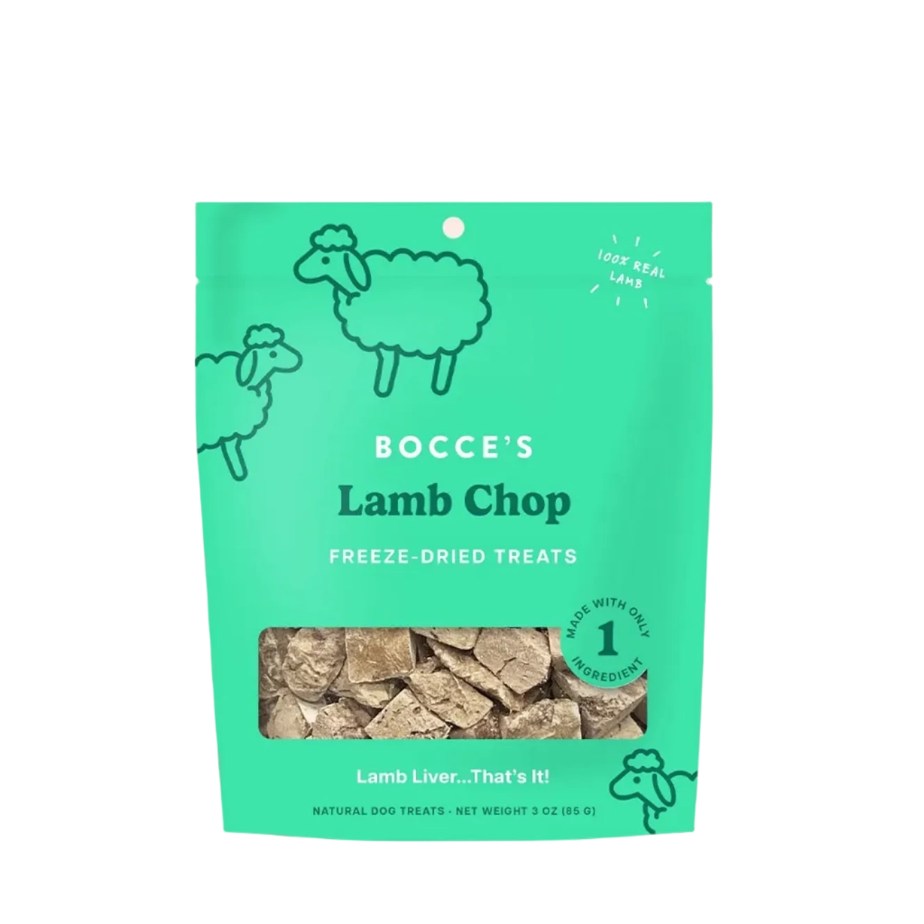 Bocce's Bakery Lamb Chop Freeze-Dried, Dog Treats, 3-oz Bag