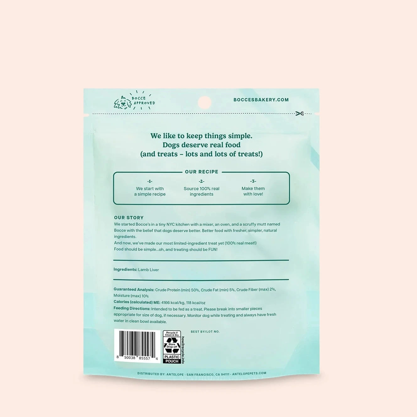 Bocce's Bakery Lamb Liver Freeze-Dried, Dog Treats, 3-oz Bag