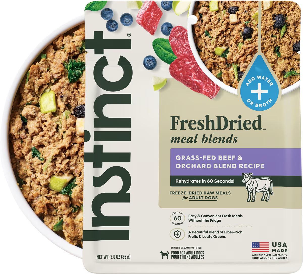 Instinct FreshDried Meal Blends Grain-Free Raw Beef & Orchard Blend, Freeze-Dried Dog Food