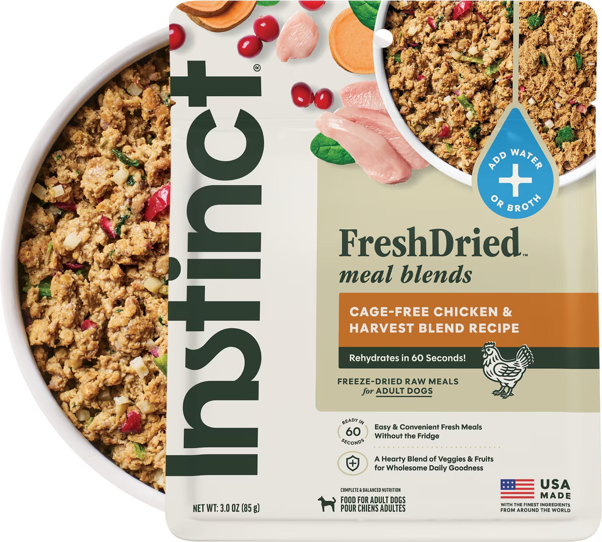 Instinct FreshDried Meal Blends Grain-Free Raw Chicken & Harvest Blend, Freeze-Dried Dog Food