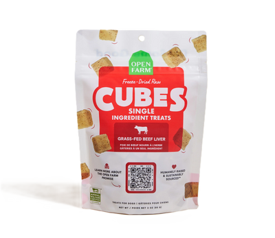 Open Farm Cubes Beef Liver Treat, Freeze Dried Raw Dog Treat, 3-oz Pouch