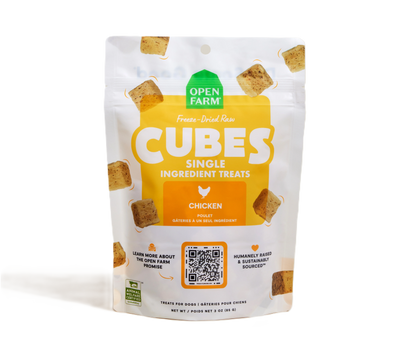 Open Farm Cubes Chicken Treat, Freeze Dried Raw Dog Treat, 3-oz Pouch