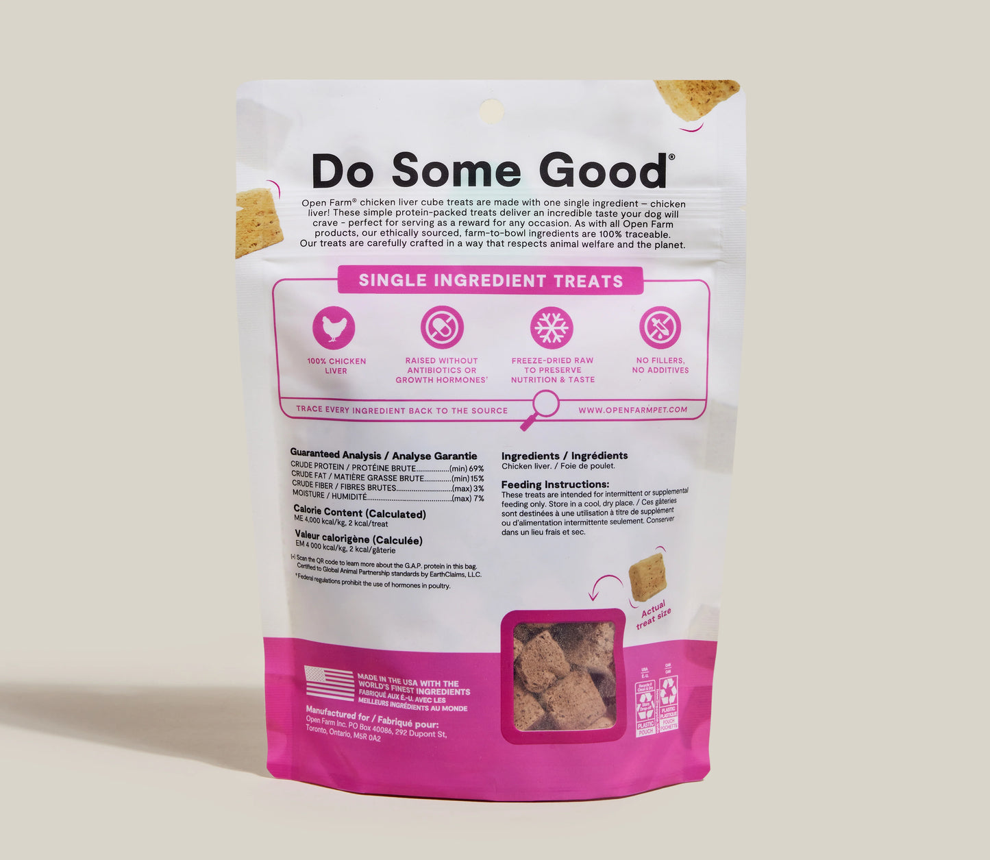 Open Farm Cubes Chicken Liver Treat, Freeze Dried Raw Dog Treat, 3-oz Pouch