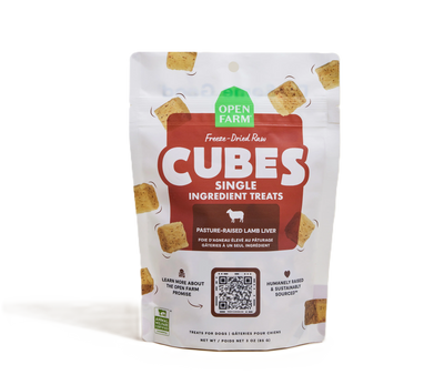 Open Farm Cubes Lamb Liver Treat, Freeze Dried Raw Dog Treat, 3-oz Pouch