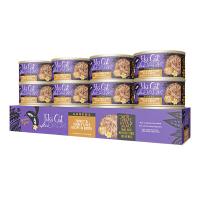 Tiki Cat After Dark Shreds Turkey & Turkey Liver Recipe in Broth, Wet Cat Food, 3-oz Case of 12