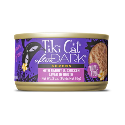 Tiki Cat After Dark Shreds With Rabbit & Chicken Liver in Broth, Wet Cat Food, 3-oz Case of 12