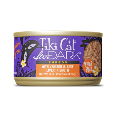 Tiki Cat After Dark Shreds With Venison & Beef Liver Recipe in Broth, Wet Cat Food, 3-oz Case of 12