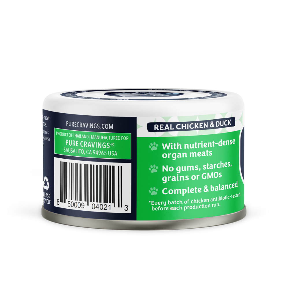 Pure Cravings Chicken & Duck Recipe Shredded in Broth, Wet Cat Food, 3-oz Case of 12