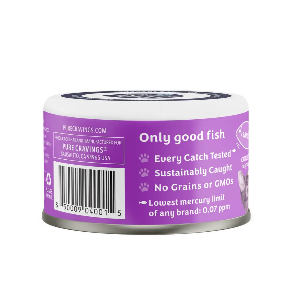 Pure Cravings Wild Sardines Cutlets in Gravy, Wet Cat Food, 3-oz Case of 12