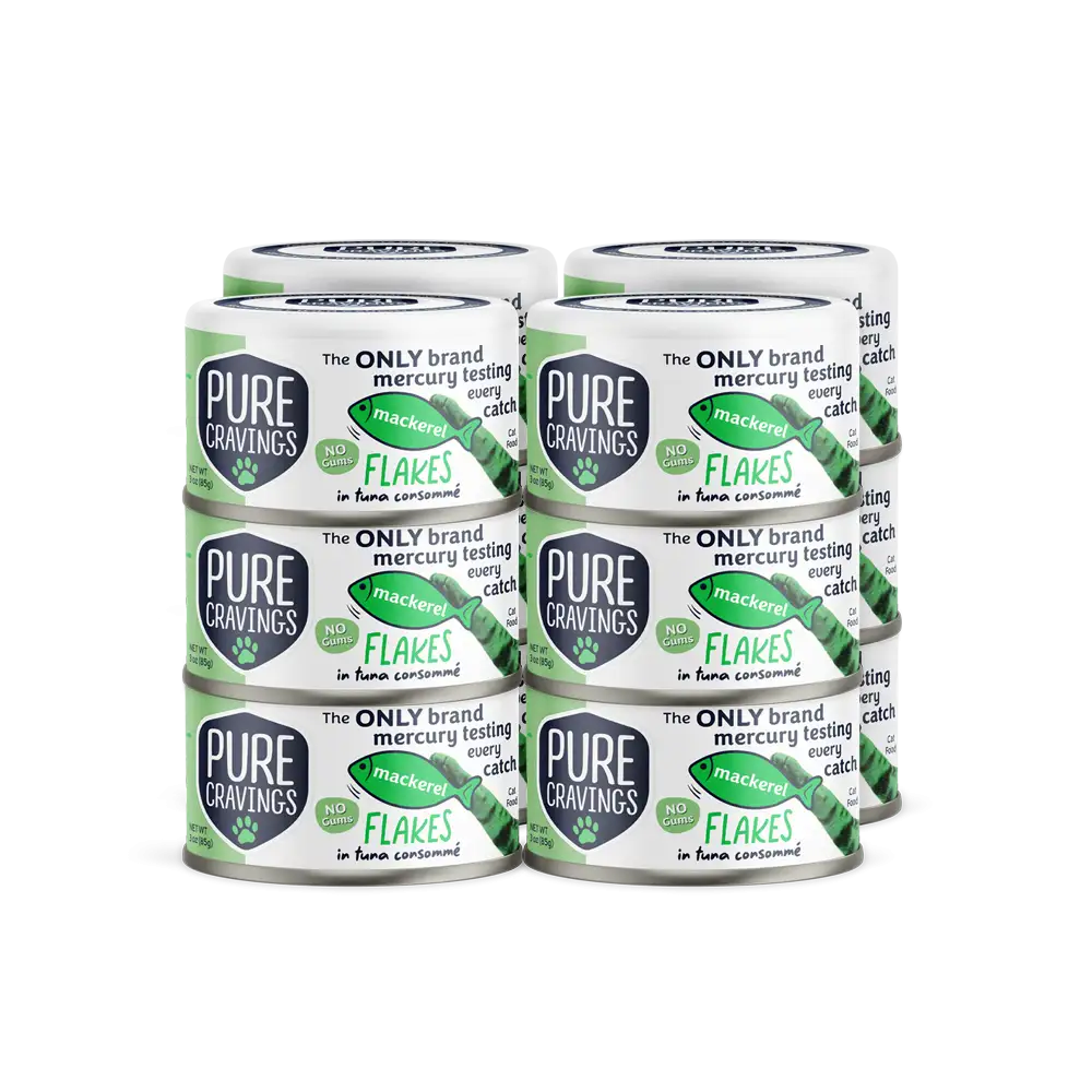 Pure Cravings Mackerel Flakes in Tuna Consommé, Wet Cat Food, 3-oz Case of 12