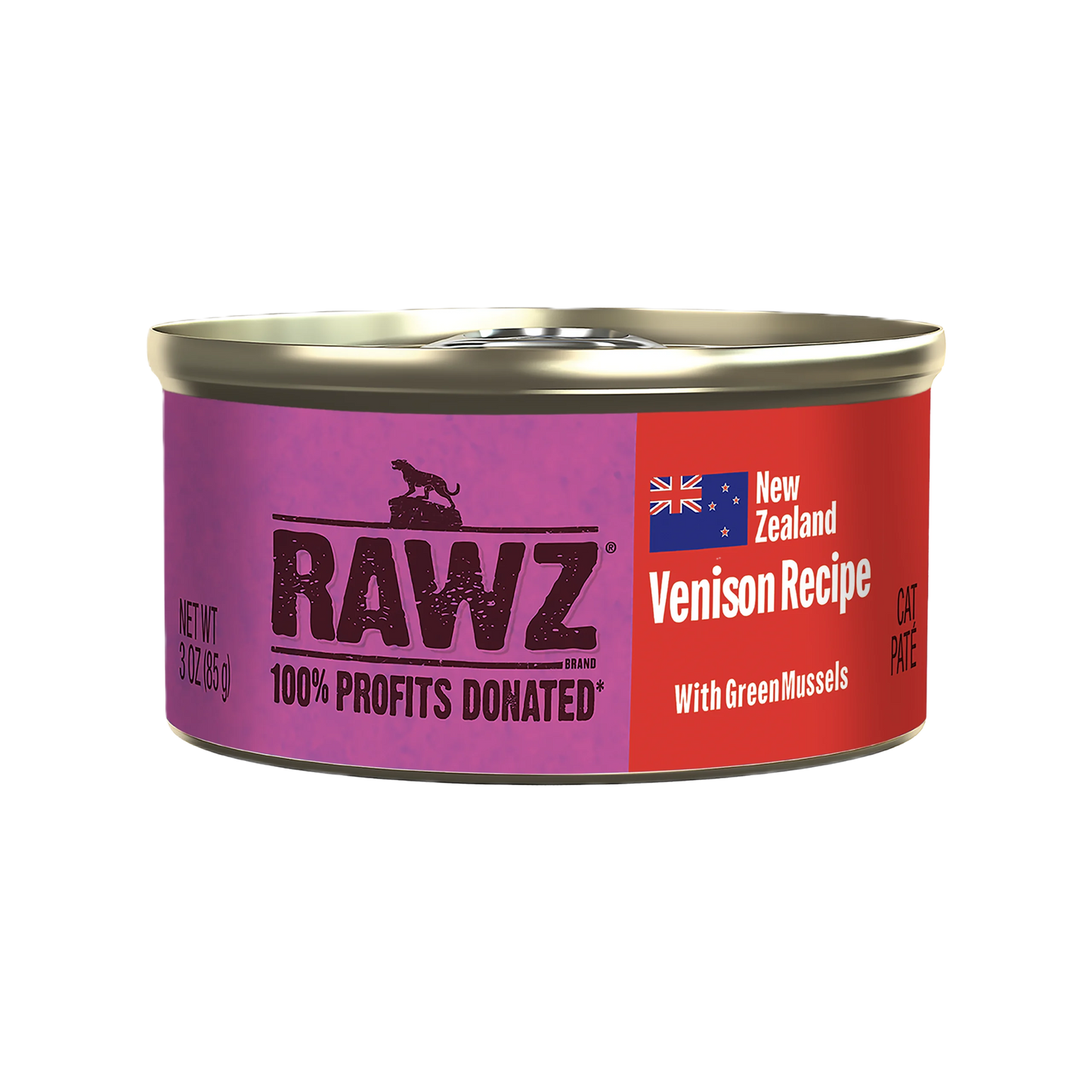 RAWZ® 94% Venison Recipe With Green Mussels Pate, Wet Cat Food