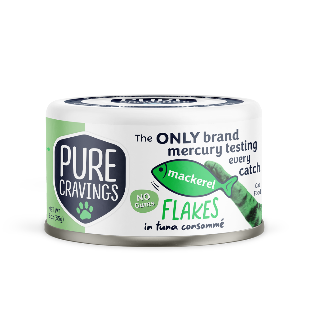 Pure Cravings Mackerel Flakes in Tuna Consommé, Wet Cat Food, 3-oz Case of 12