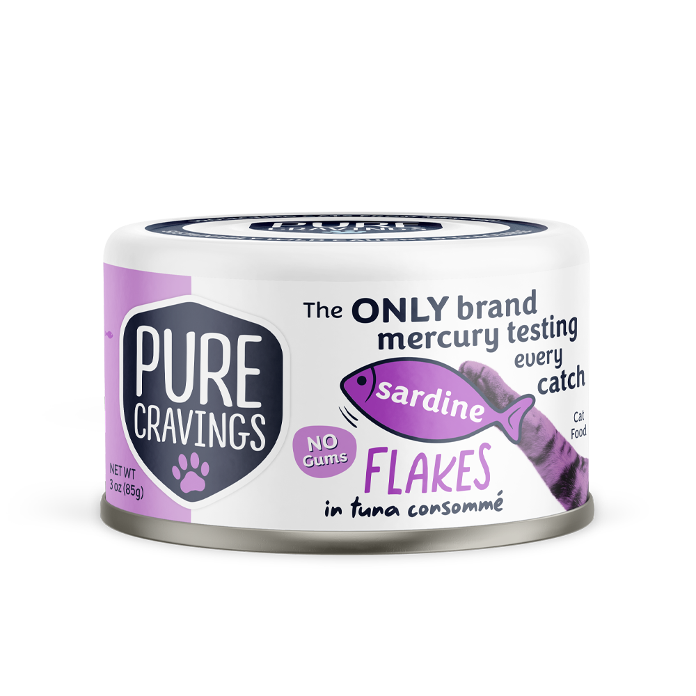 Pure Cravings Sardine Flakes in Tuna Consommé, Wet Cat Food, 3-oz Case of 12