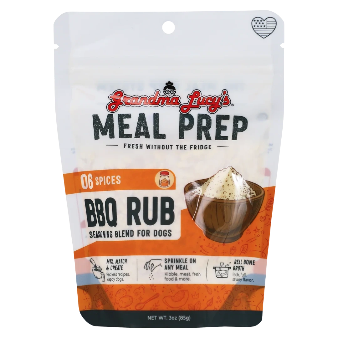 Grandma Lucy's Meal Prep BBQ Rub Topper, Dog Food Supplement, 3-oz Bag