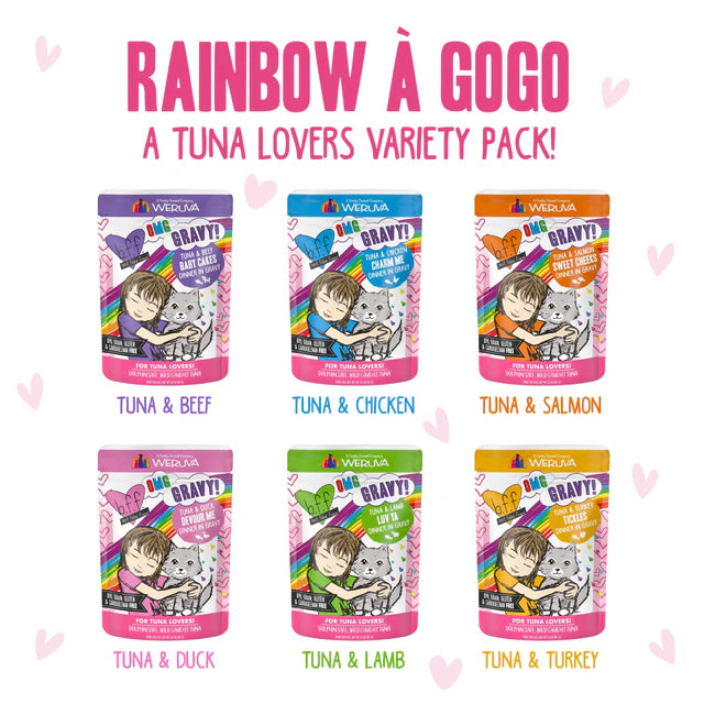 Weruva BFF OMG Gravy! Rainbow Á Gogo Variety Pack, 2.8-oz Pouch, Case of 12, Wet Cat Food