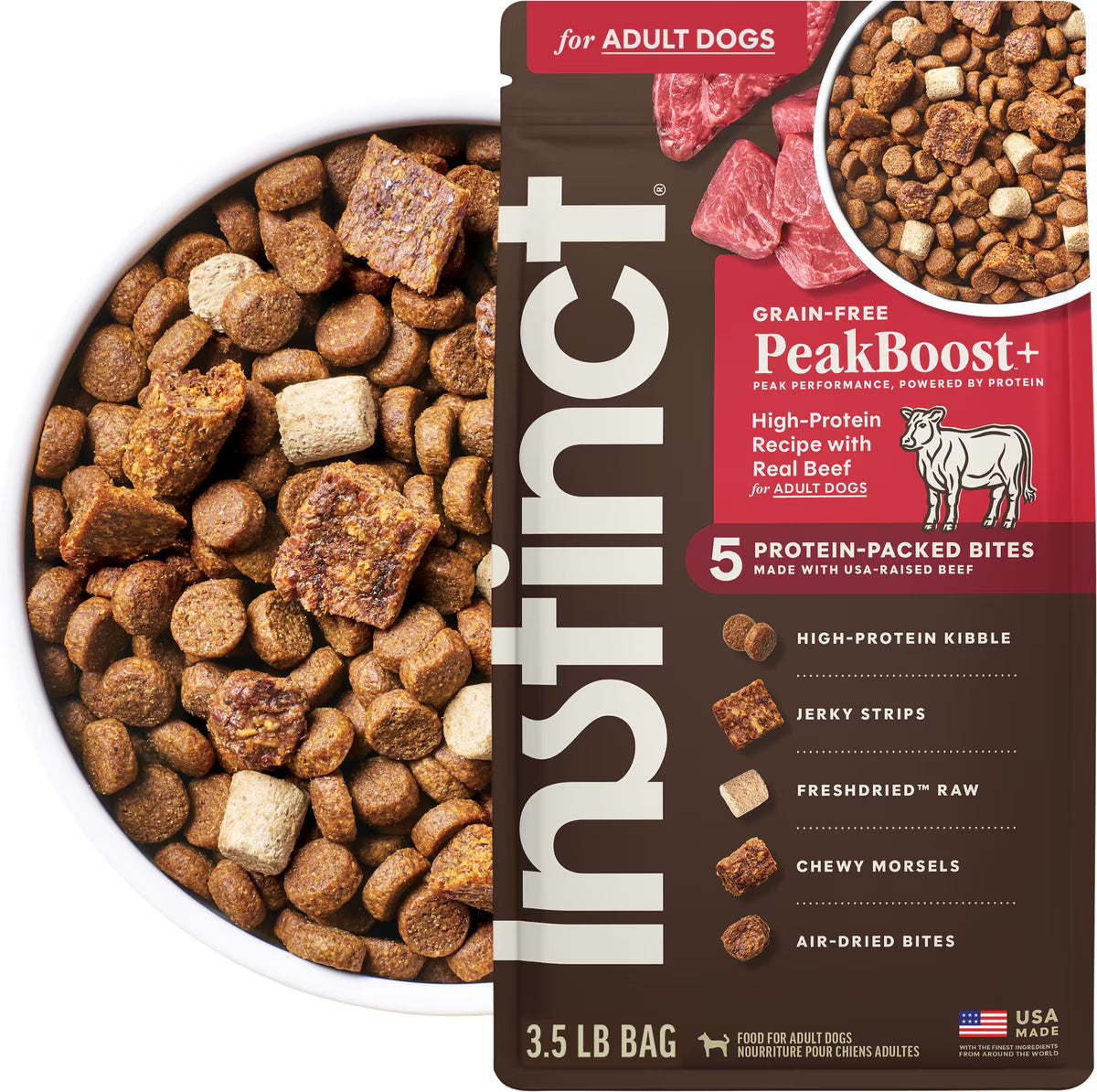 Instinct PeakBoost Grain-Free High-Protein Recipe with Real Beef, Dry Dog Food