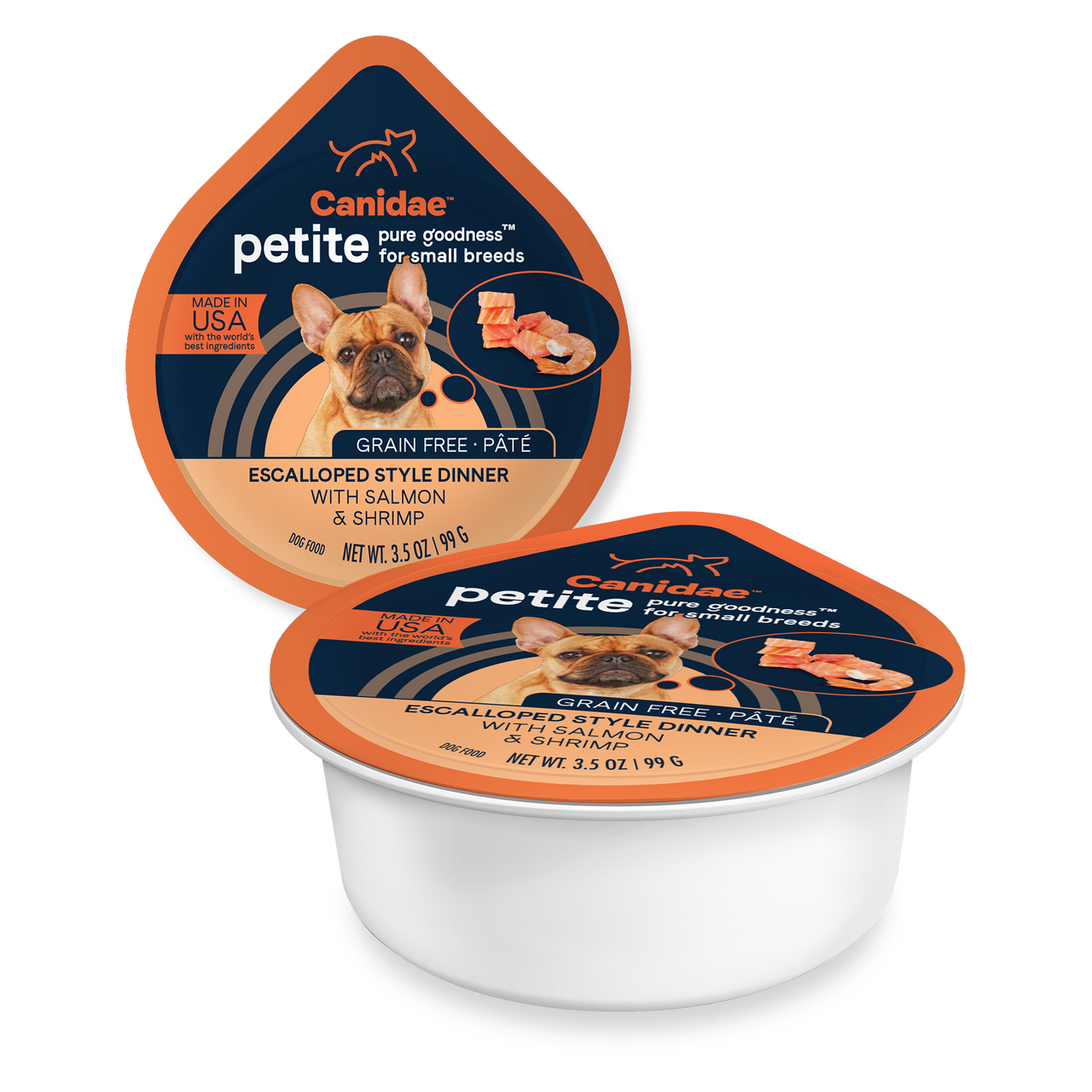 Canidae Pure Petite Grain Free Salmon and Shrimp Pate for Small Breed Dogs, Wet Dog Food, 3.5-oz, Case of 12