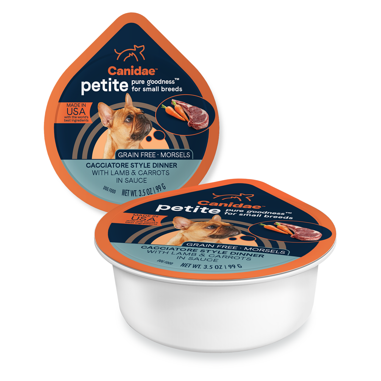 Canidae Pure Petite Grain Free Lamb and Carrot Morsels for Small Breed Dogs, Wet Dog Food, 3.5-oz, Case of 12