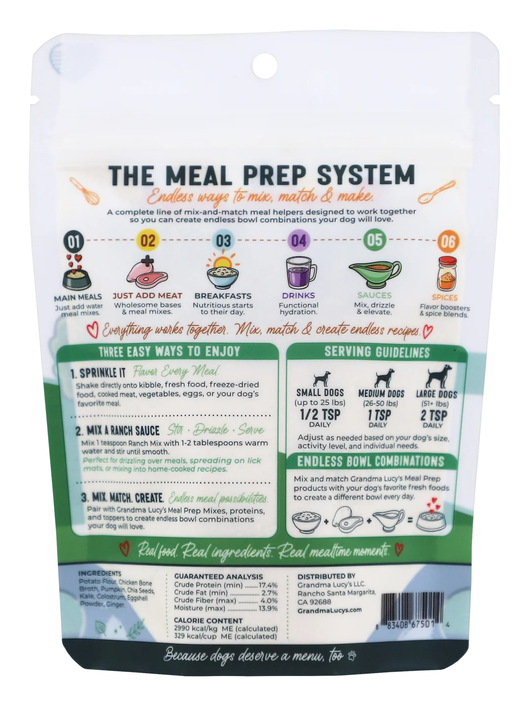 Grandma Lucy's Meal Prep Ranch Topper, Dog Food Supplement, 3.5-oz Bag