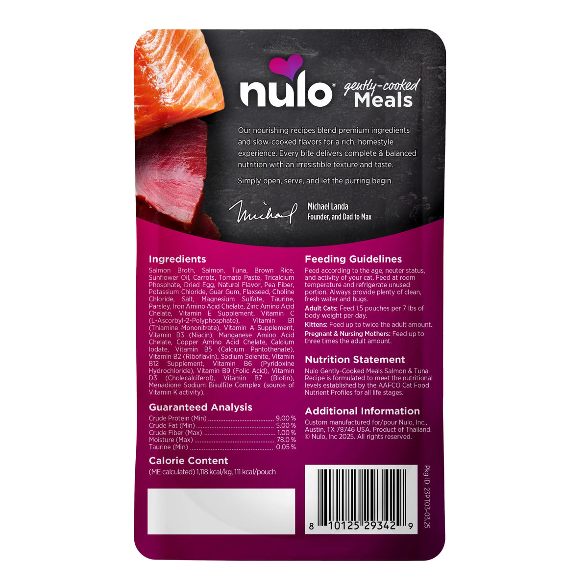 Nulo Gently-Cooked Meals Salmon & Tuna Recipe, Wet Cat Food, 3.5-oz Case of 24