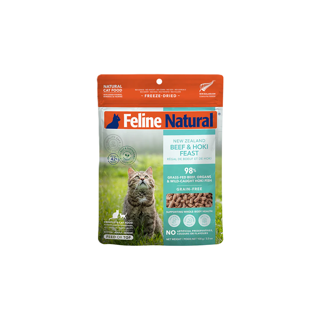 Feline Natural Beef & Hoki Feast , Freeze-Dried Raw Cat Food