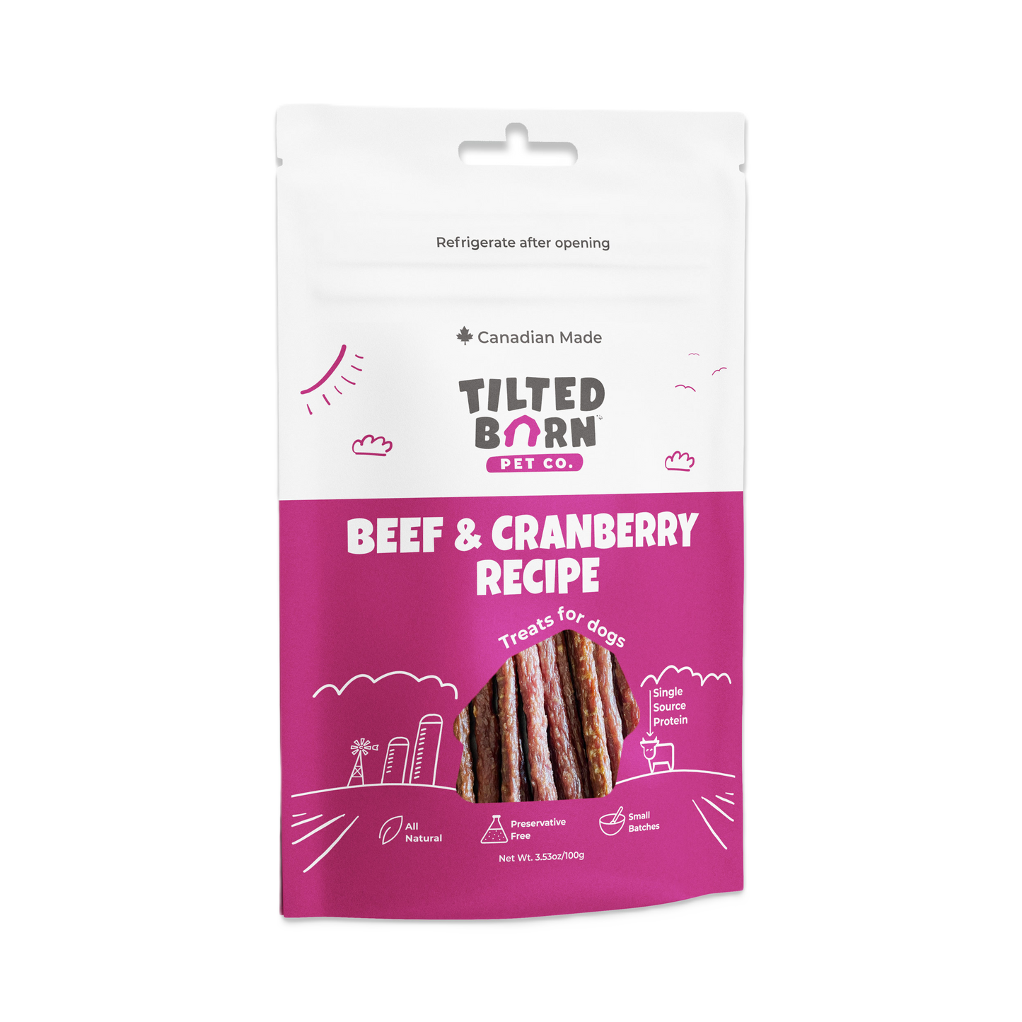 Tilted Barn Beef & Cranberry Recipe, Dog Treats, 3.53-oz Bag