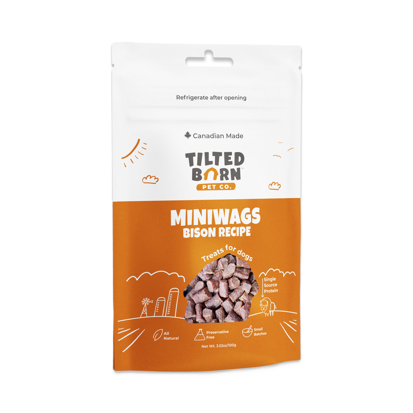 Tilted Barn Miniwags Bison Recipe, Dog Treats, 3.53-oz Bag