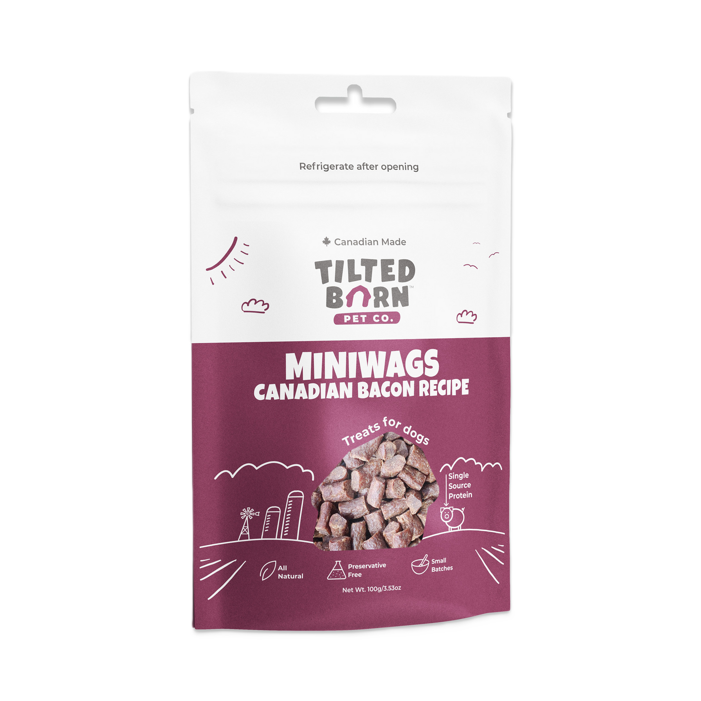 Tilted Barn Miniwags Canadian Bacon Recipe, Dog Treats, 3.53-oz Bag