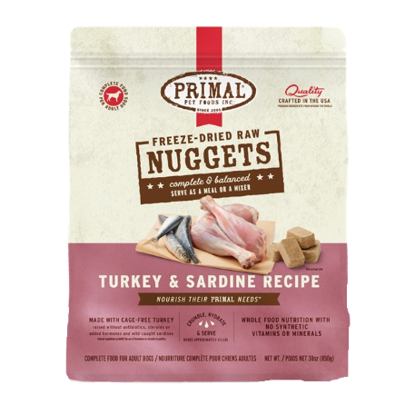 Primal Freeze-Dried Raw Nuggets Turkey & Sardine Dog Food