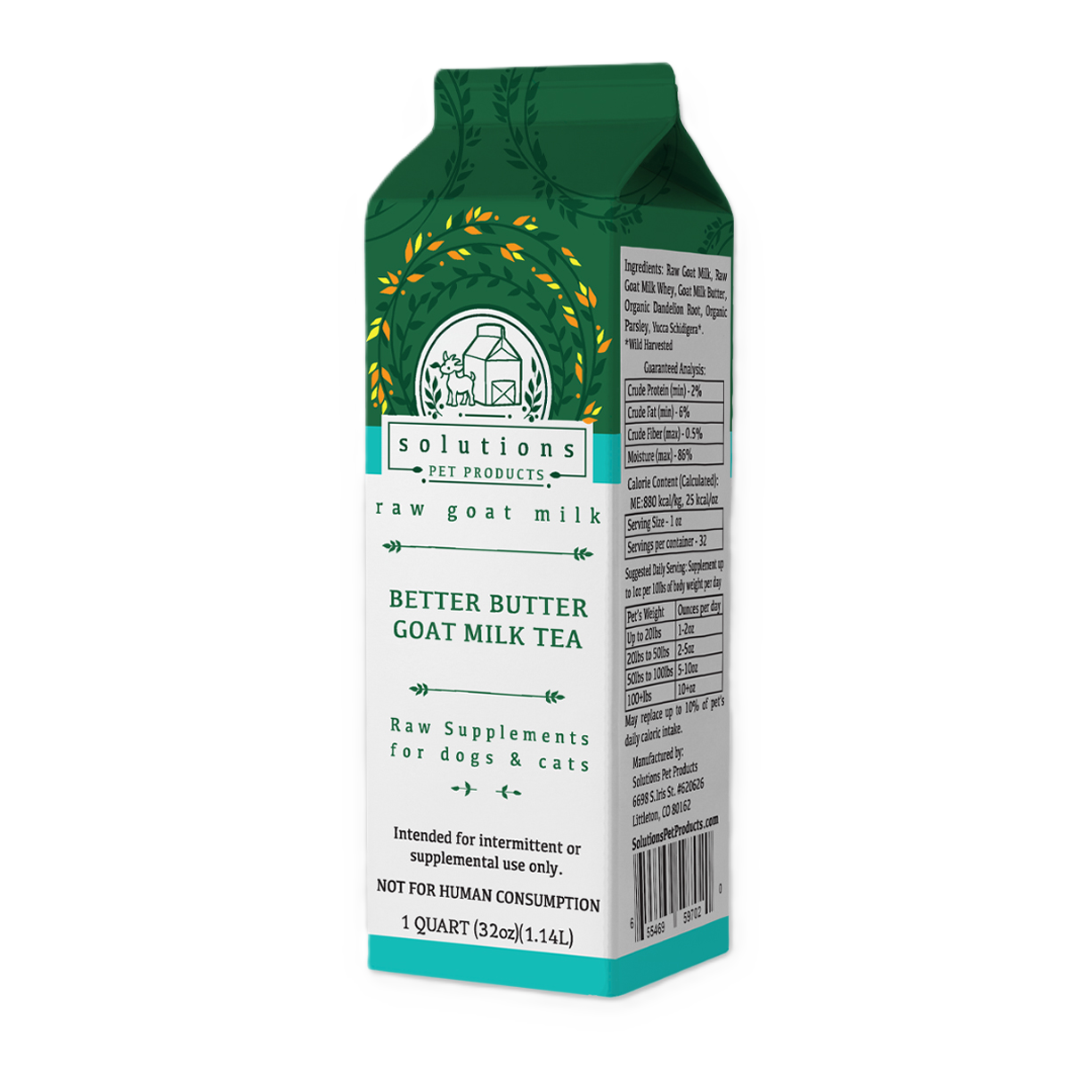 Solutions Pet Products Better Butter Tea, Frozen Raw Goat Milk