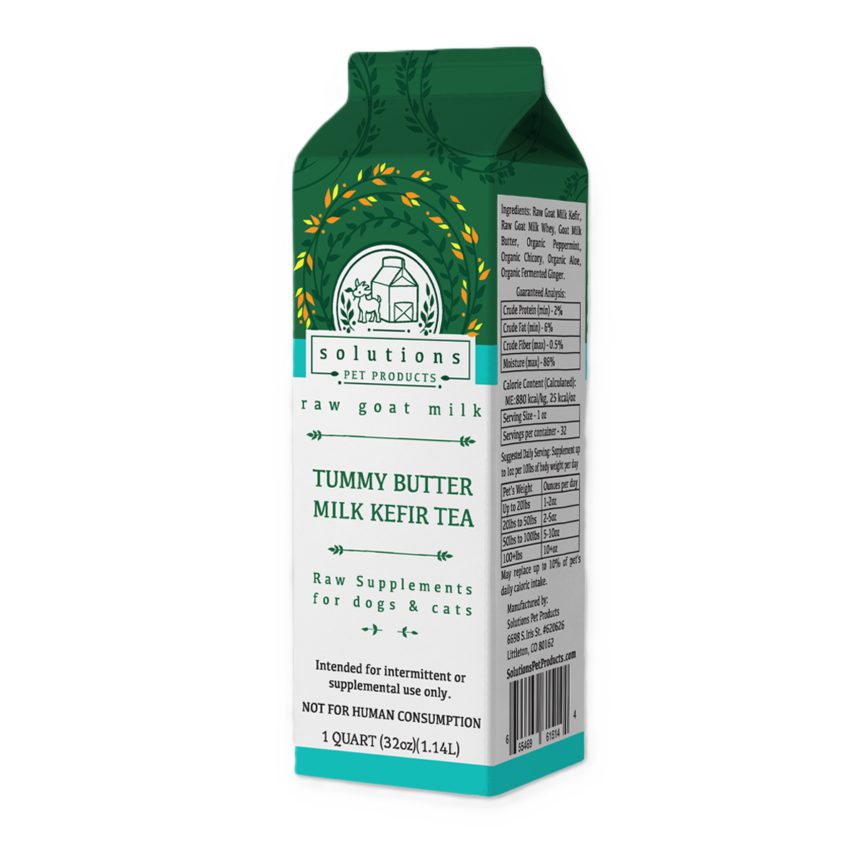 Solutions Pet Products Tummy Butter Kefir Tea, Frozen Raw Goat Milk Supplement
