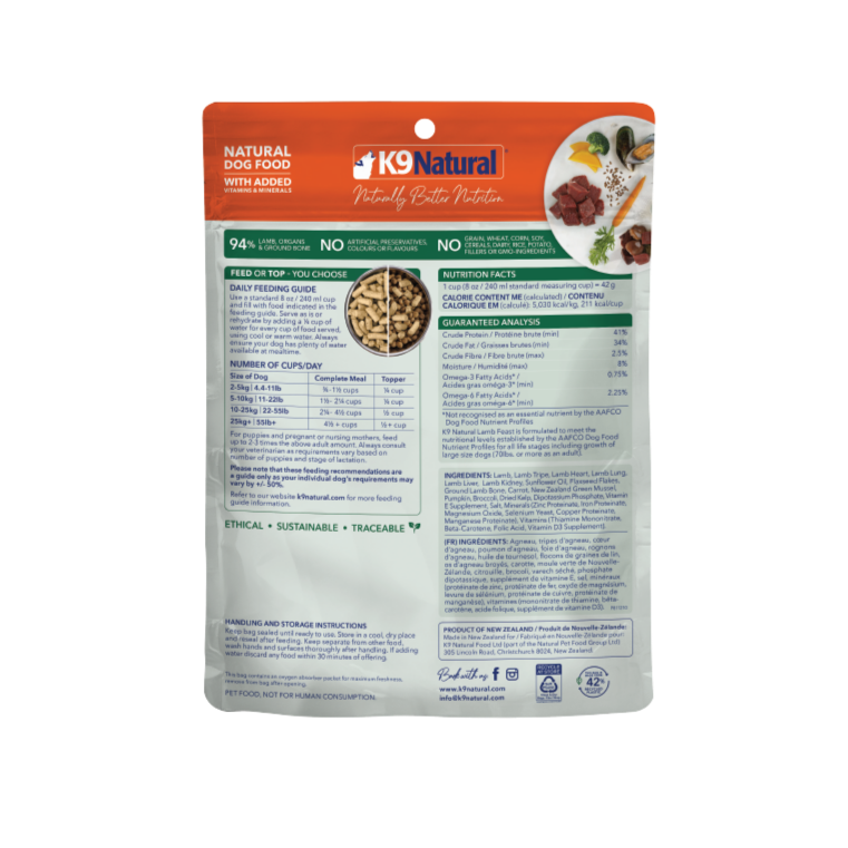 K9 Natural Lamb Feast, Freeze-Dried Dog Food