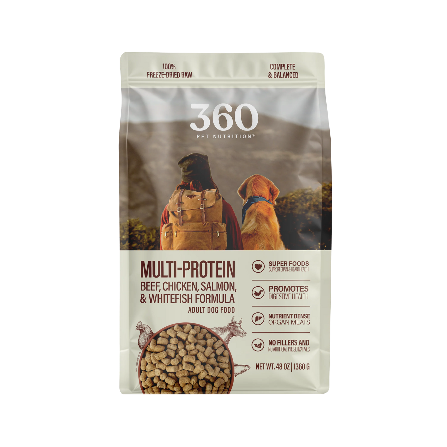 360 Pet Freeze Dried Raw Dog Food, Multi-Protein Formula
