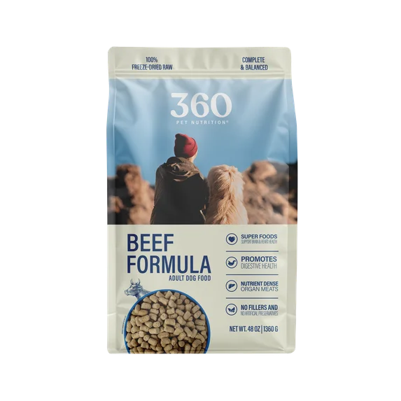 360 Pet Freeze Dried Raw Dog Food, Beef Formula